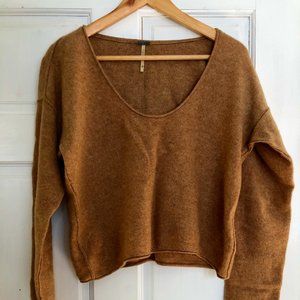 Free People Crop Cashmere Brown Sweater Womens XS